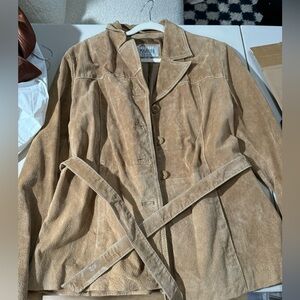Vintage Wilsons Leather 100% Suede Belted Jacket Size XL Retro Style